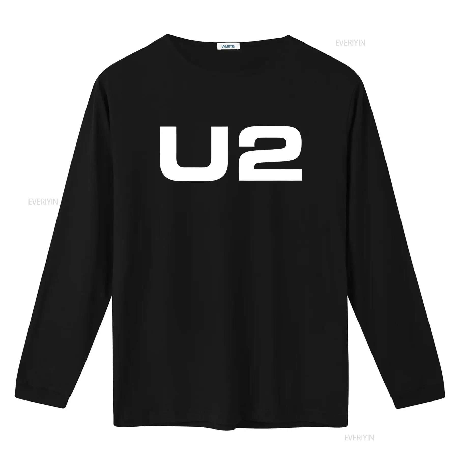 Черная футболка U2 с длинным рукавом