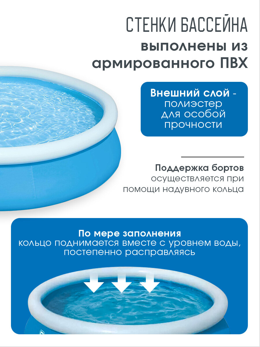 Бассейн надувной Bestway серия "Fast Set" 366х76 см, синий, 5337 л — фото 1