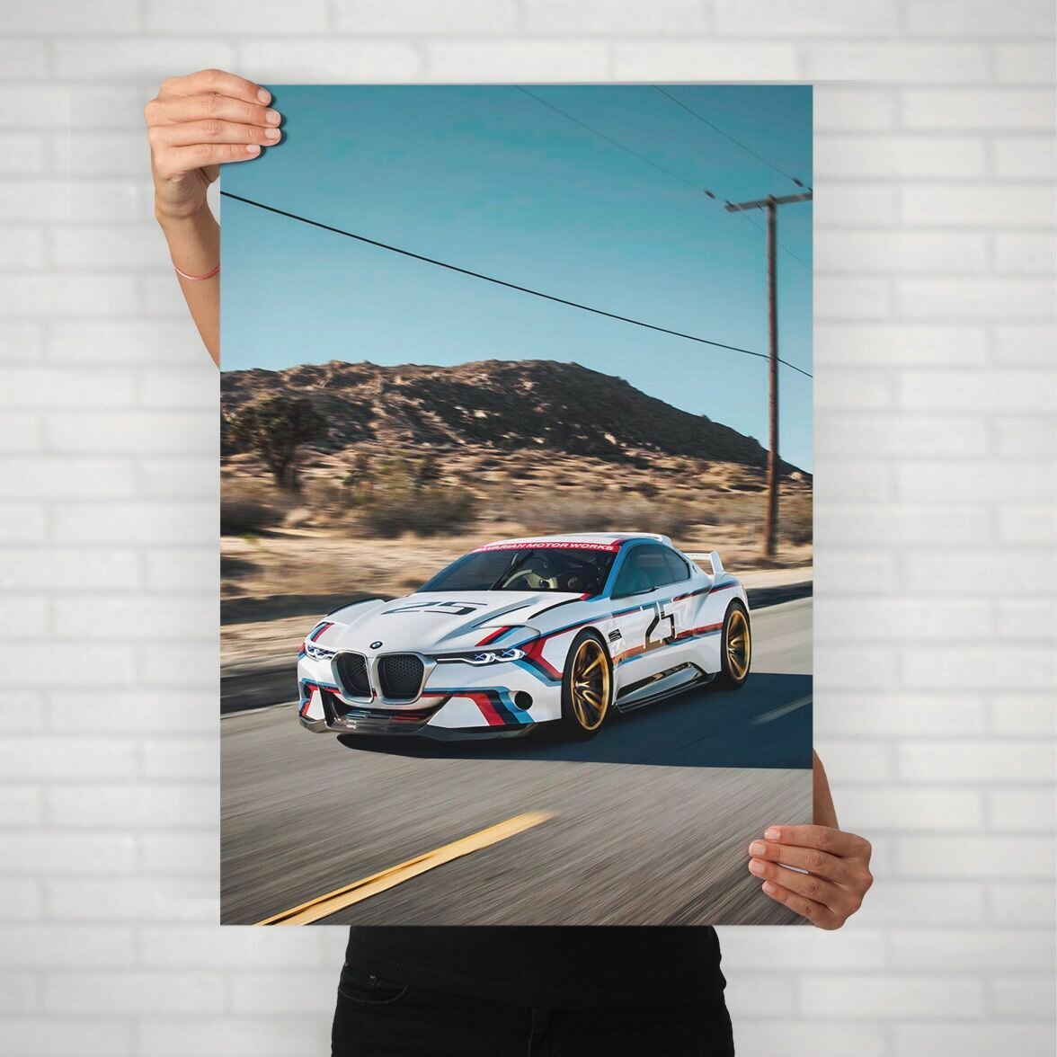 Плакат на стену для интерьера Культовые машины (BMW 3 0 CSL 8) - Постер по легендарным и классическим ретро автомобилям формата А1 (60x84 см)