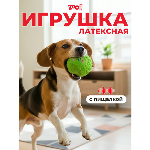 фото Игрушка для собак с пищалкой (мягкий латекс) zoo one тропический фрукт черимойя 7,5 см, l-457 zooone