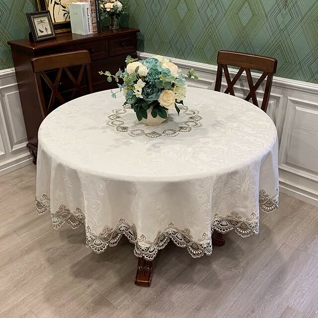 Круглое скатерть в леновом сером, 140 см диаметр подходит для круглых столов 90-100 см домашняя роскошь