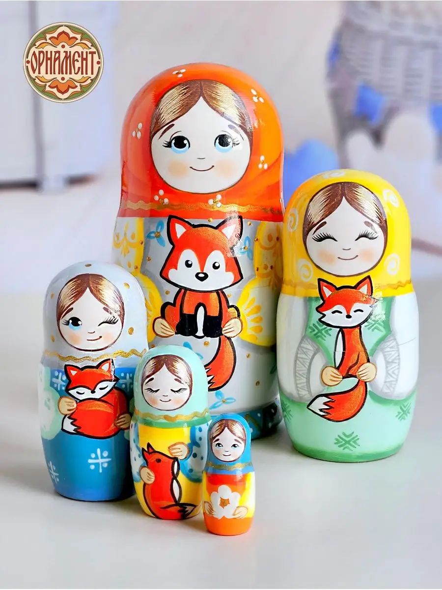 Матрешка деревянная детская игрушка 5 мест 15 см авторская ручная работа