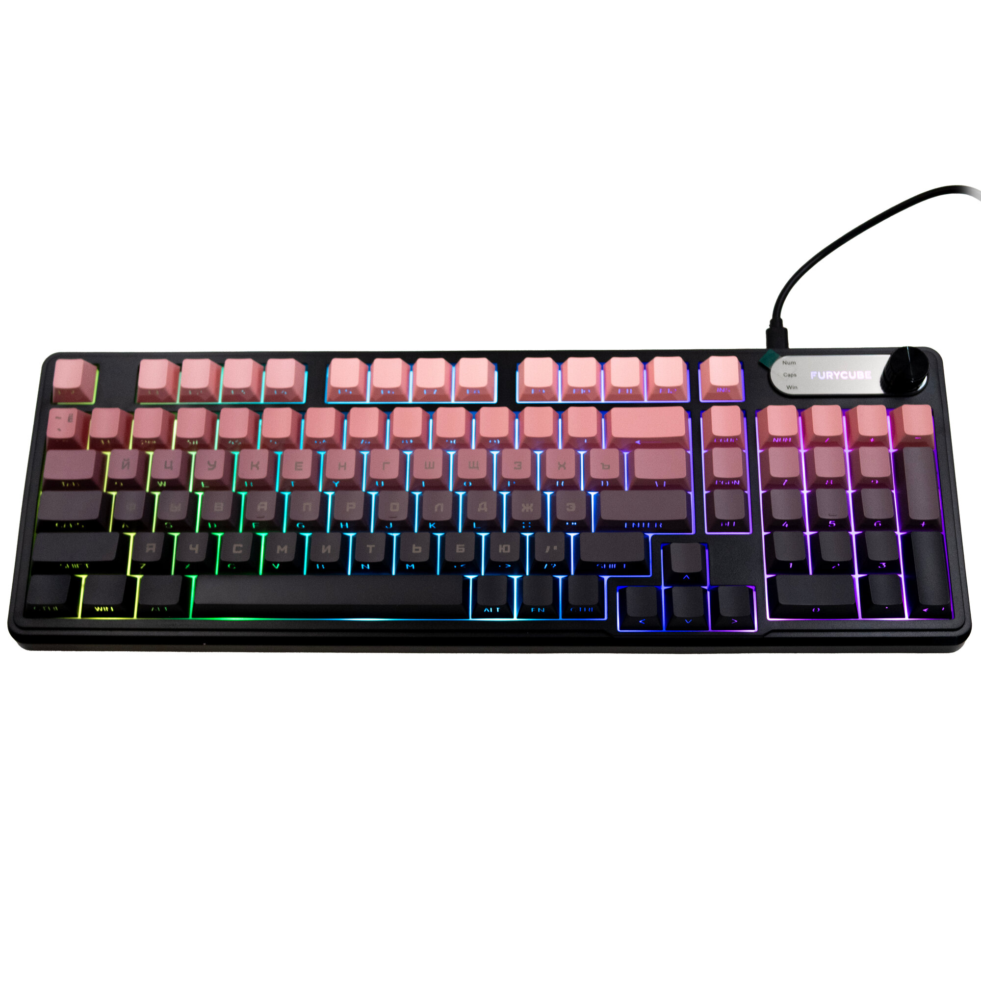 Клавиатура мембранная FURYCUBE IP98 чёрно-розовая (градиент)
