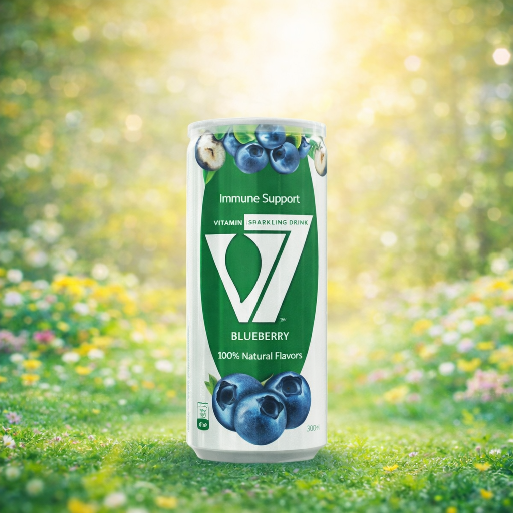 V7 Blueberry — витаминный газированный напиток со вкусом черники, 300 мл