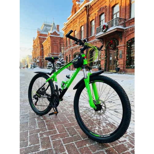 Горный велосипед GROM, городской, 26 дюймов / взрослый, мужской и женский для прогулки / скоростной, спортивный велик для подростков черный/зеленый