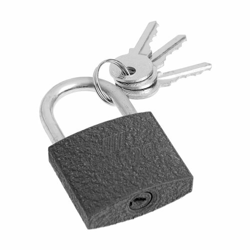 Замок навесной Тундра сталь 58 х 38 мм 3 ключа черныйсеребристый 245₽
