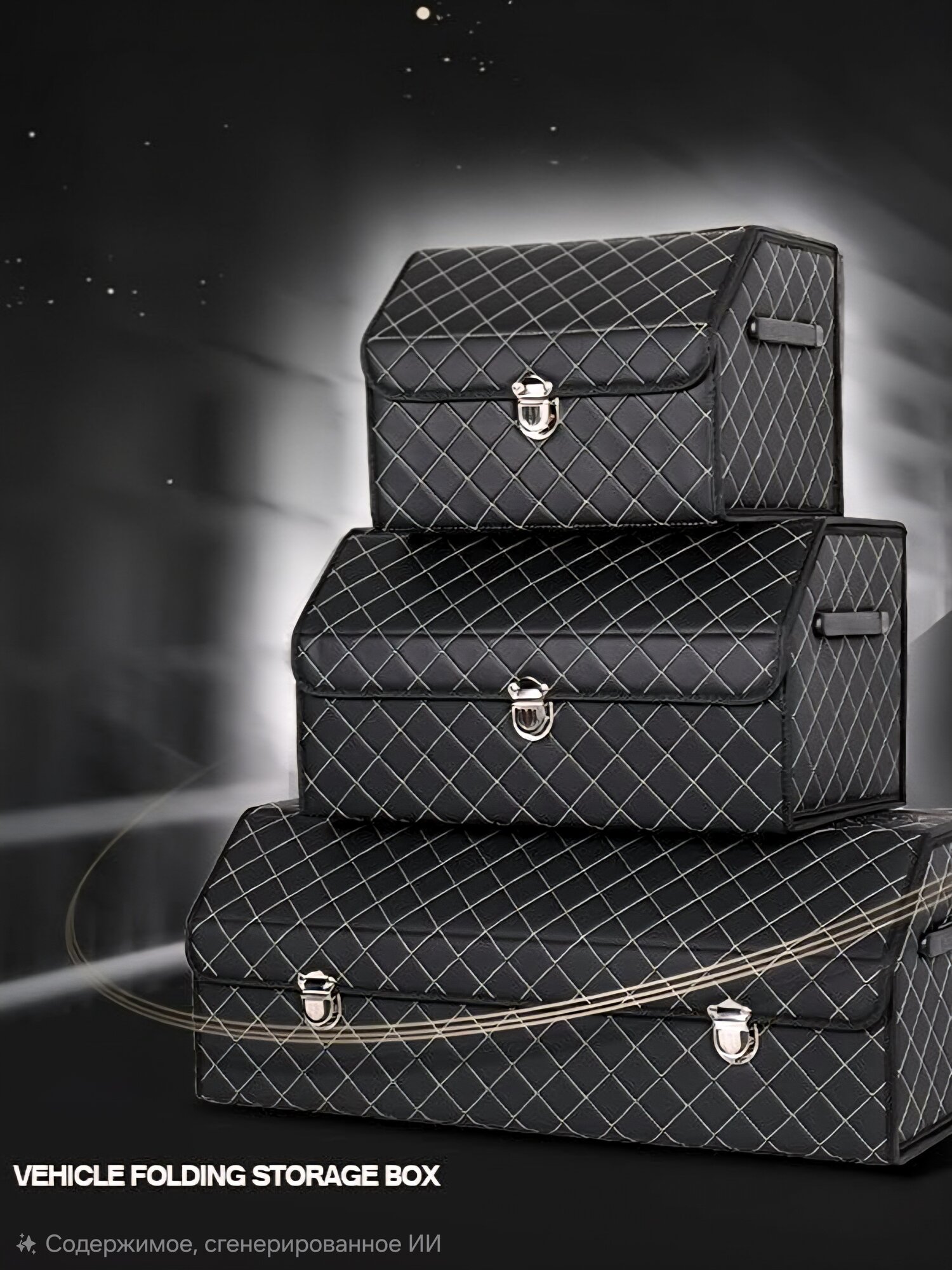 Органайзер для багажника автомобиля, складной, черный, 38 см х 32 см х 30 см, вешалка в подарок
