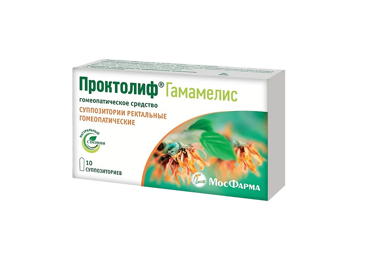 Проктолиф Гамамелис супп. рект. гомеопат, №10, средство лечения острого неосложненного геморроя