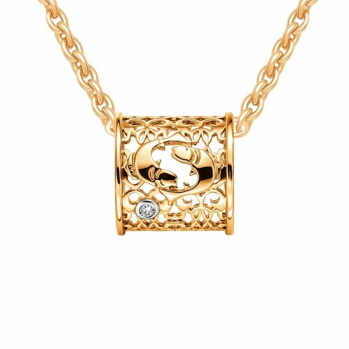 фото Подвеска 585gold, красное золото, 375 проба, золочение, фианит, белый