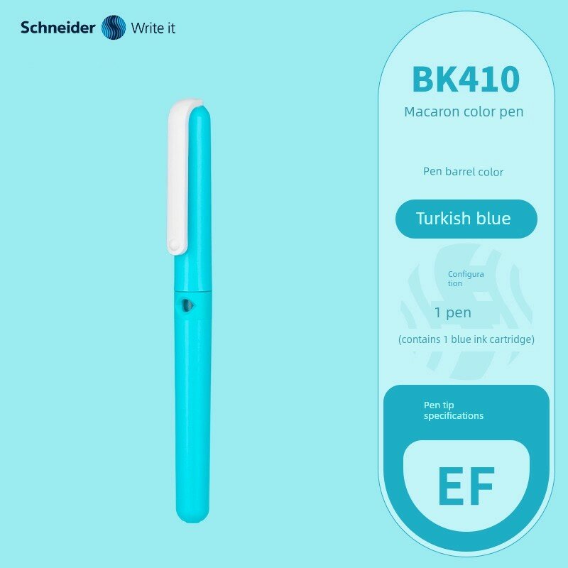 Schneider BK410 Макаронный туркис-синий EF тонкий кончик перьевая ручка с кейсом и 0.35мм