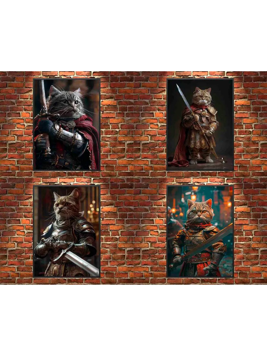 Шотландский вислоухий кот Гладиатор, 4 Плаката, 30x21см