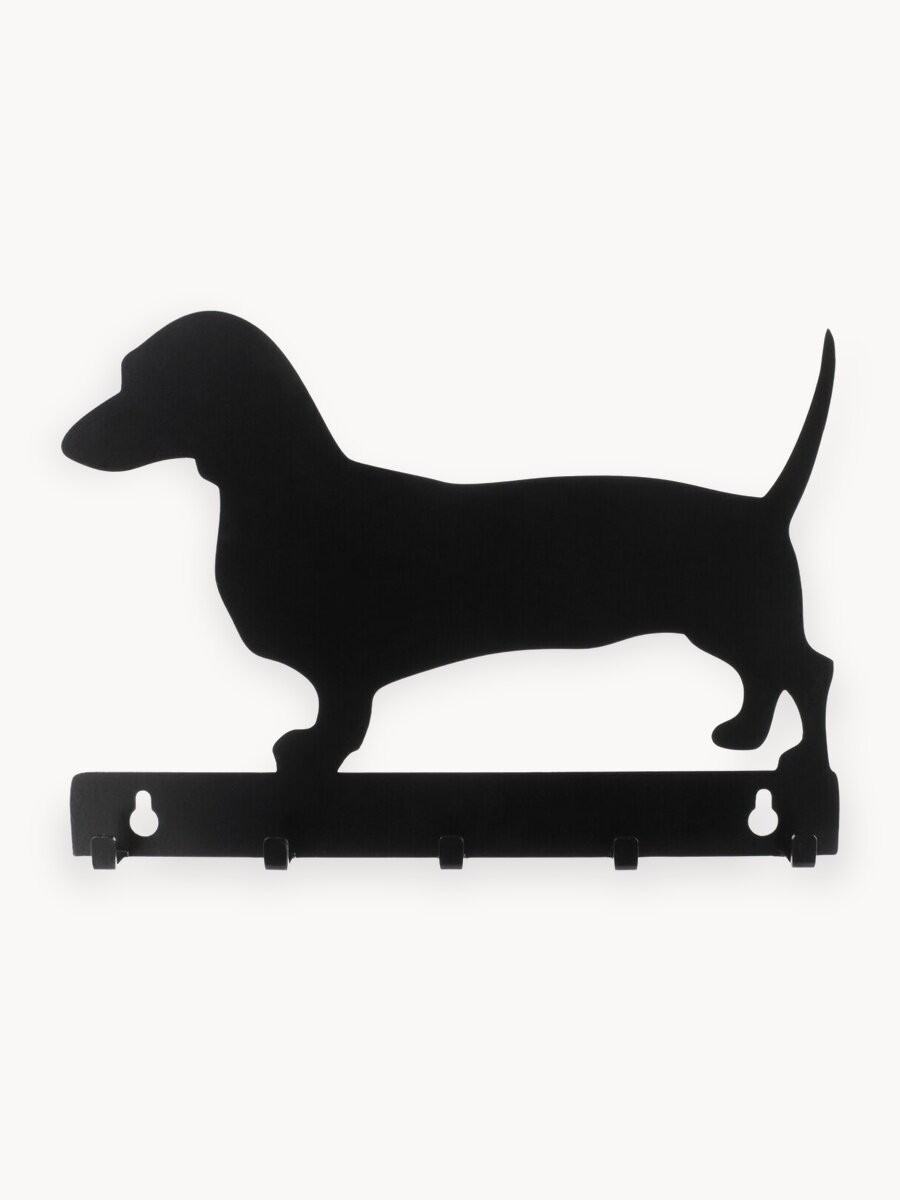 Ключница InfildDecor "Такса", металл, 5 ключей, черная, 25х15х2 см