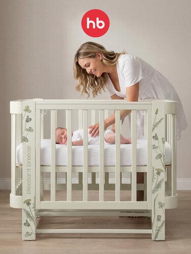 Изображение товара 95026, Кроватка для новорожденных трансформер приставная от 0, MOMMY LOVE, с маятником, с расширением, колёса, зеленая