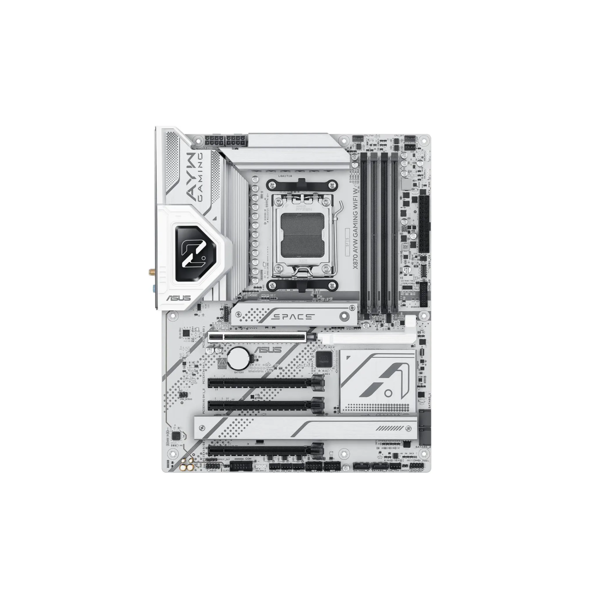 Материнская плата ASUS X870 AYW WiFi7 White AM5, AMD X870, 4xDDR5, PCI-E 5.0, ATX