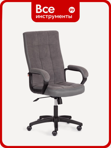 Изображение товара Кресло Tetchair Trendy, серый, флок‑ткани, с регулировкой сиденья, подлокотниками, вращающимся механизмом и колесами