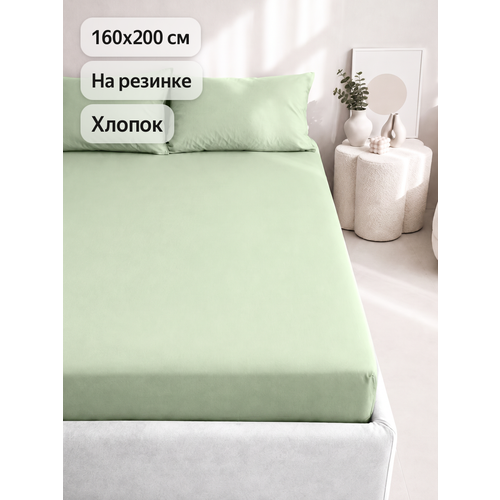 фото Простыня на резинке uniqcute 160х200х25 см, поплин, хлопок 100%, муссон