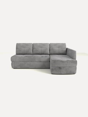 Изображение товара Угловой диван-кровать PUSHE Арно, правый угол, велюр, серый, Nebby 316