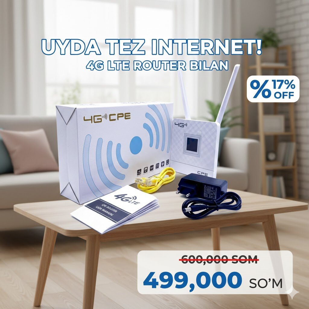 4G LTE CPE Wi-Fi роутер, Универсальный роутер с поддержкой SIM-карт, Быстрый интернет для дома и офиса