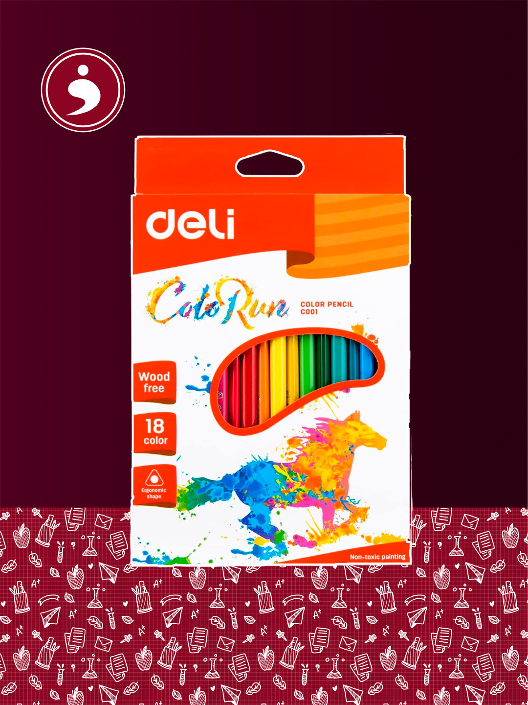 Карандаши цветные повышенной прочности Deli (18 COTORUNцв EC00100)