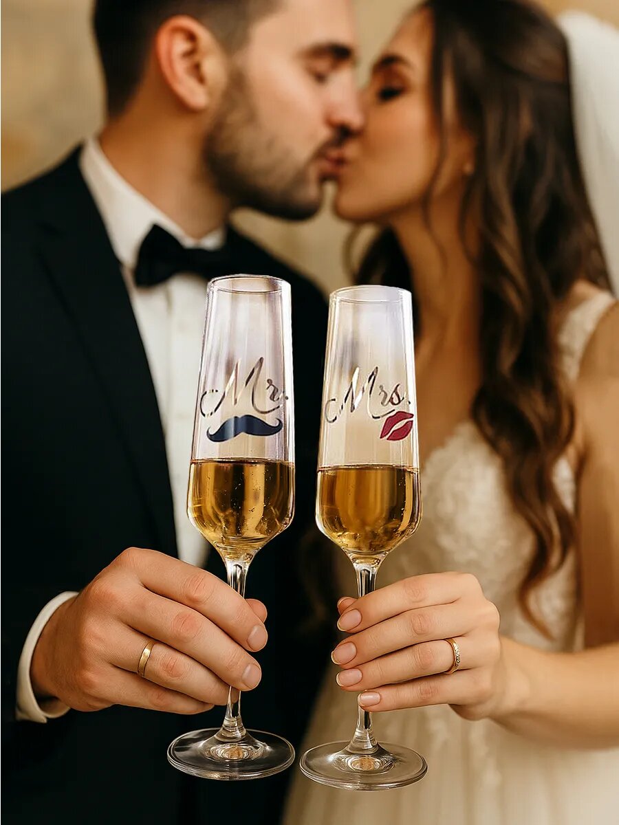 Набор бокалы для шампанского свадебные Mr/Mrs