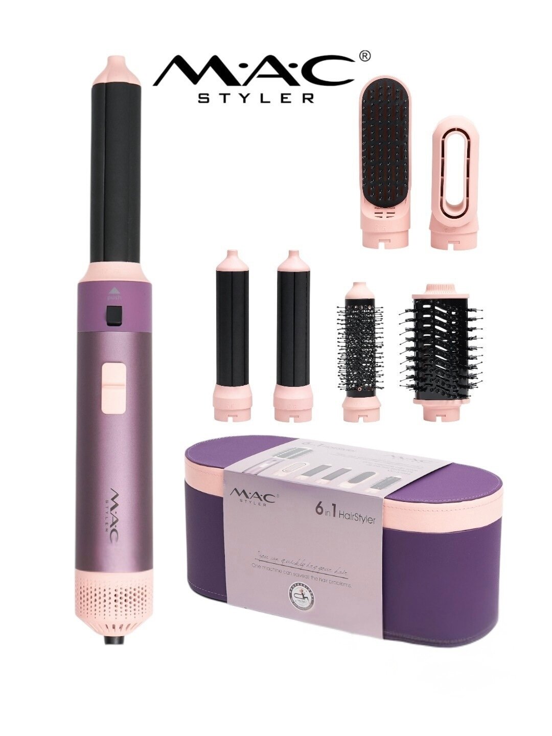 Профессиональный фен стайлер для волос "Mac Stayler" MC-6766 , 6в1, укладка и автоматическая плойка, 1200вт