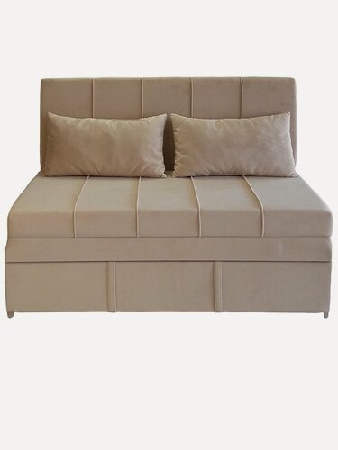 Изображение товара Раскладной диван-кровать для кухни StylChairs Сёма 130 см, велюр бежевый, с подушками