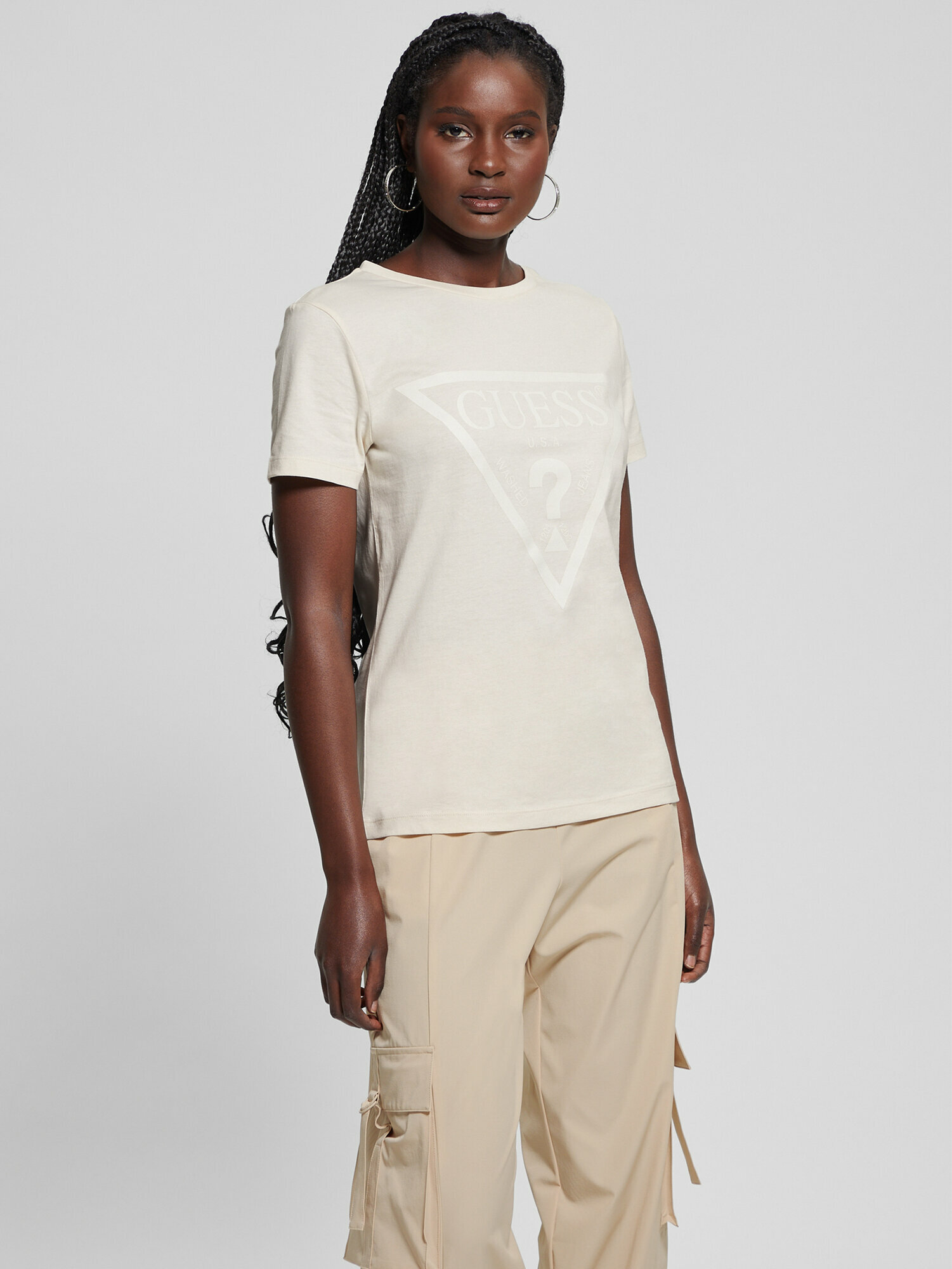 Футболка GUESS Adele SS CN Tee, размер S, белый