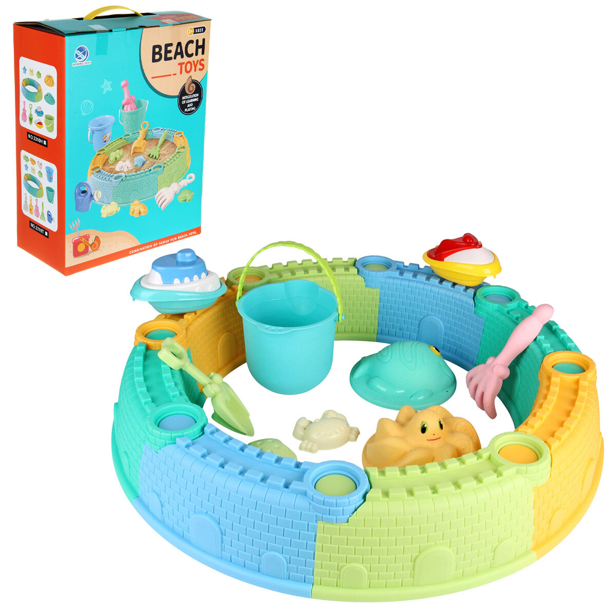 Детский развивающий столик для игр с песком и водяной мельницей