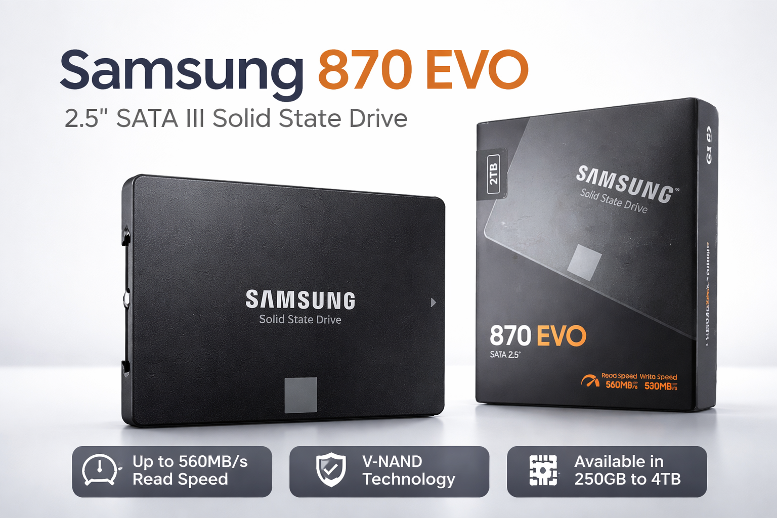 SSD-накопитель для компьютера и ноутбука SATA 500GB, SAMSUNG 870 EVO