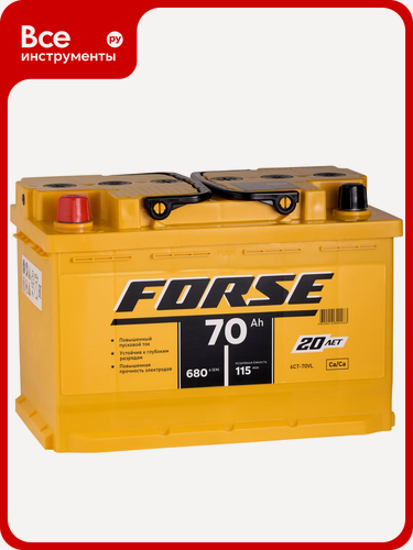 Изображение товара Аккумулятор FORSE 6ст-70 VL, кальциевый аккумулятор с пусковым током и прямой полярностью для легковых и грузовых