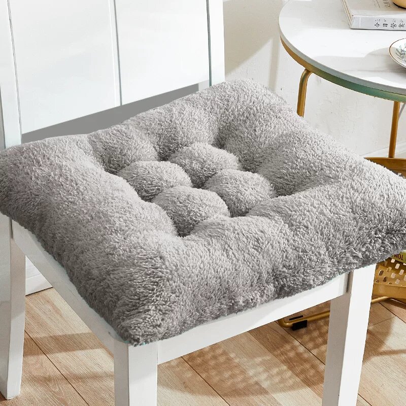 Подушка для стула студентов, 35x25 см прямоугольная, светло-серый, мягкий флис для школы и офиса