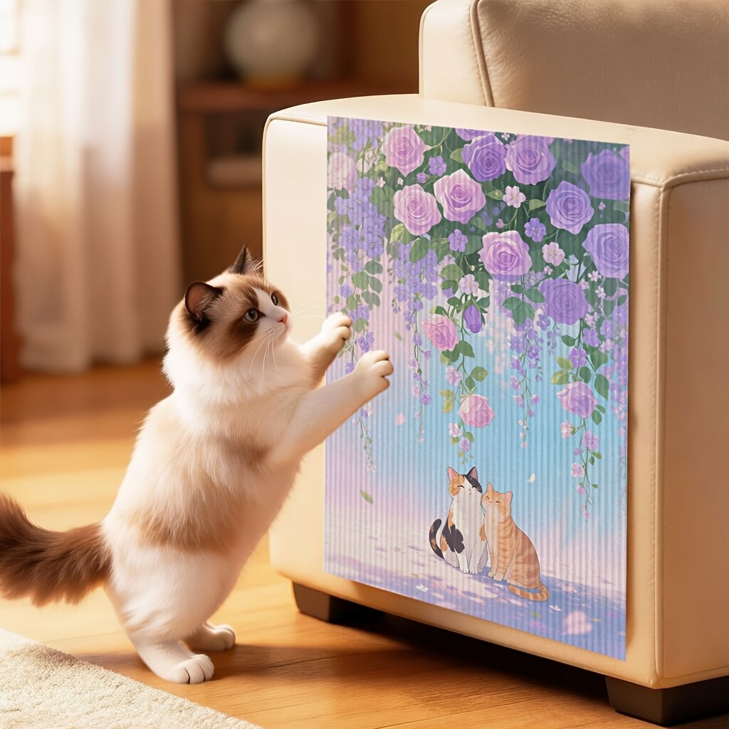 Самоклеящаяся когтеточка для кошек 40x60 см, настенная и напольная, с интерактивной игрушкой, прочная многофункциональная царапалка для домашних кошек