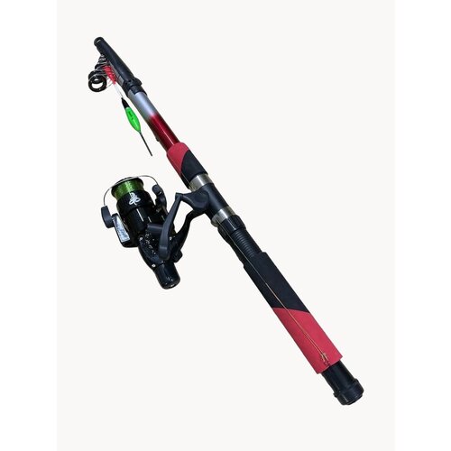 Спиннинг телескопический в сборе с катушкой 4000, леской, поплавком и крючками, 210 см