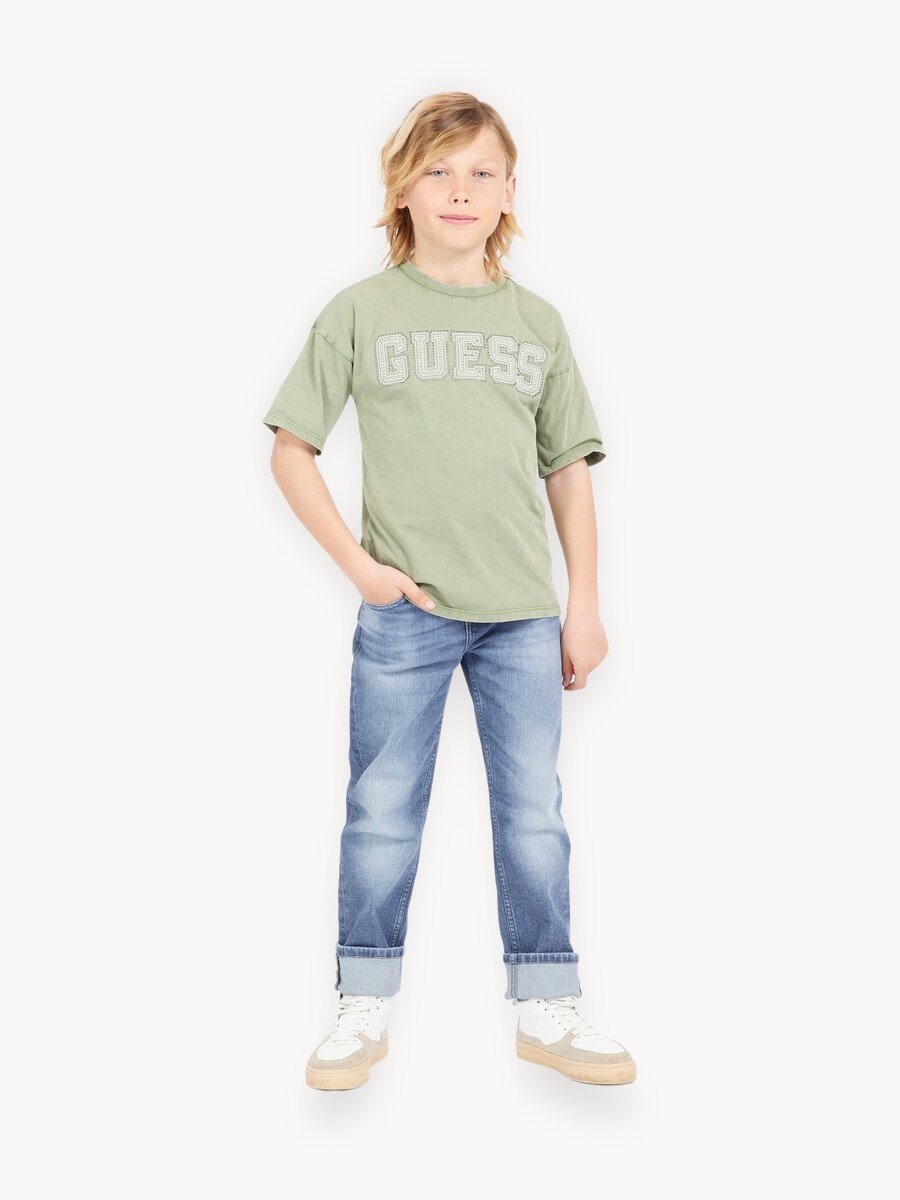 Футболка GUESS GMT DYE SS T-SHIRT, , размер 14 лет, оливковый