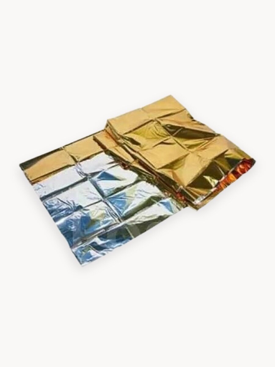 Спасательное покрывало 3 штуки 160 см.*210 см, термоодеяло туристическое аварийно-спасательное, изотермическое, для обертывания, фольгированное Одеяло спасательное многоразового использования