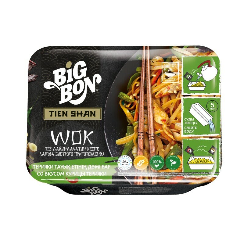 Big Bon лапша быстрого приготовления WOK с курицей терияки, 85 г