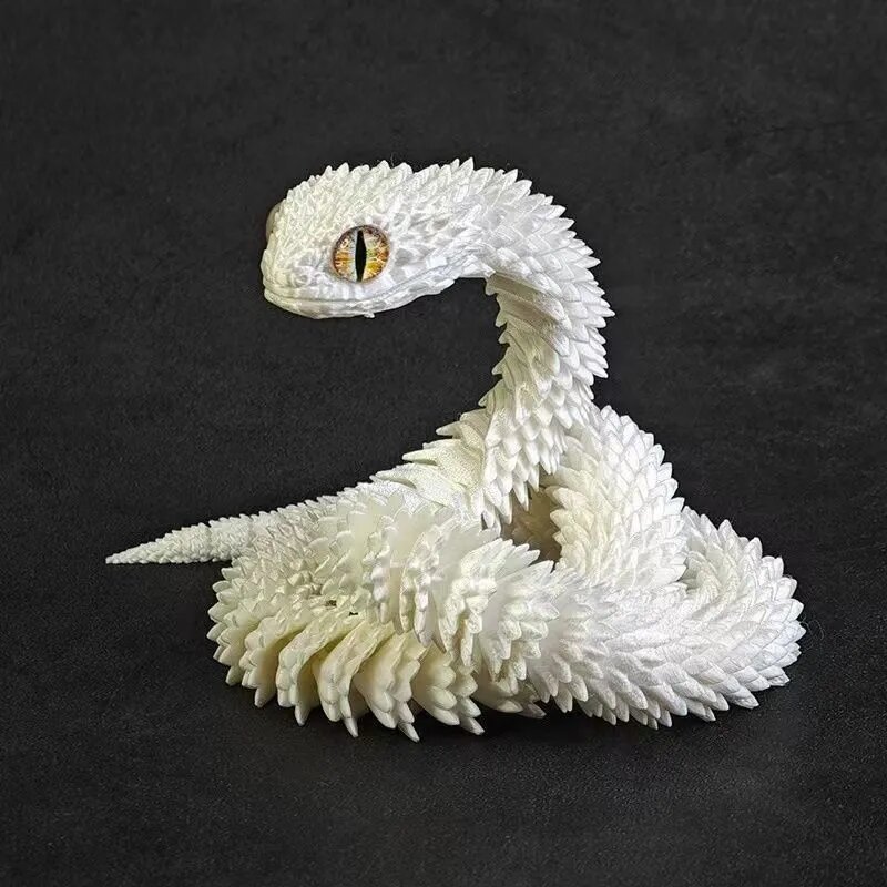 Фигурка змеи из 3D-печати, подвижная модель с детализированной текстурой