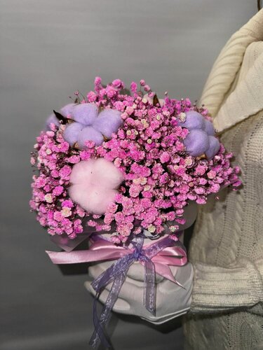 Изображение товара Букет "Розовый зефир"/ Гипсофила, Хлопок / Цвет Розовый / Микс из 11 шт