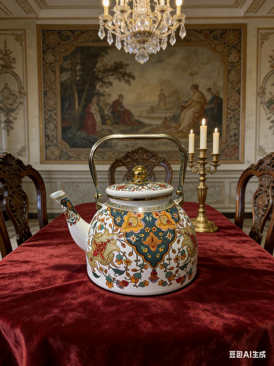 Эмалированный чайник, с ручкой и крышкой разноцветный, 4л, качественной