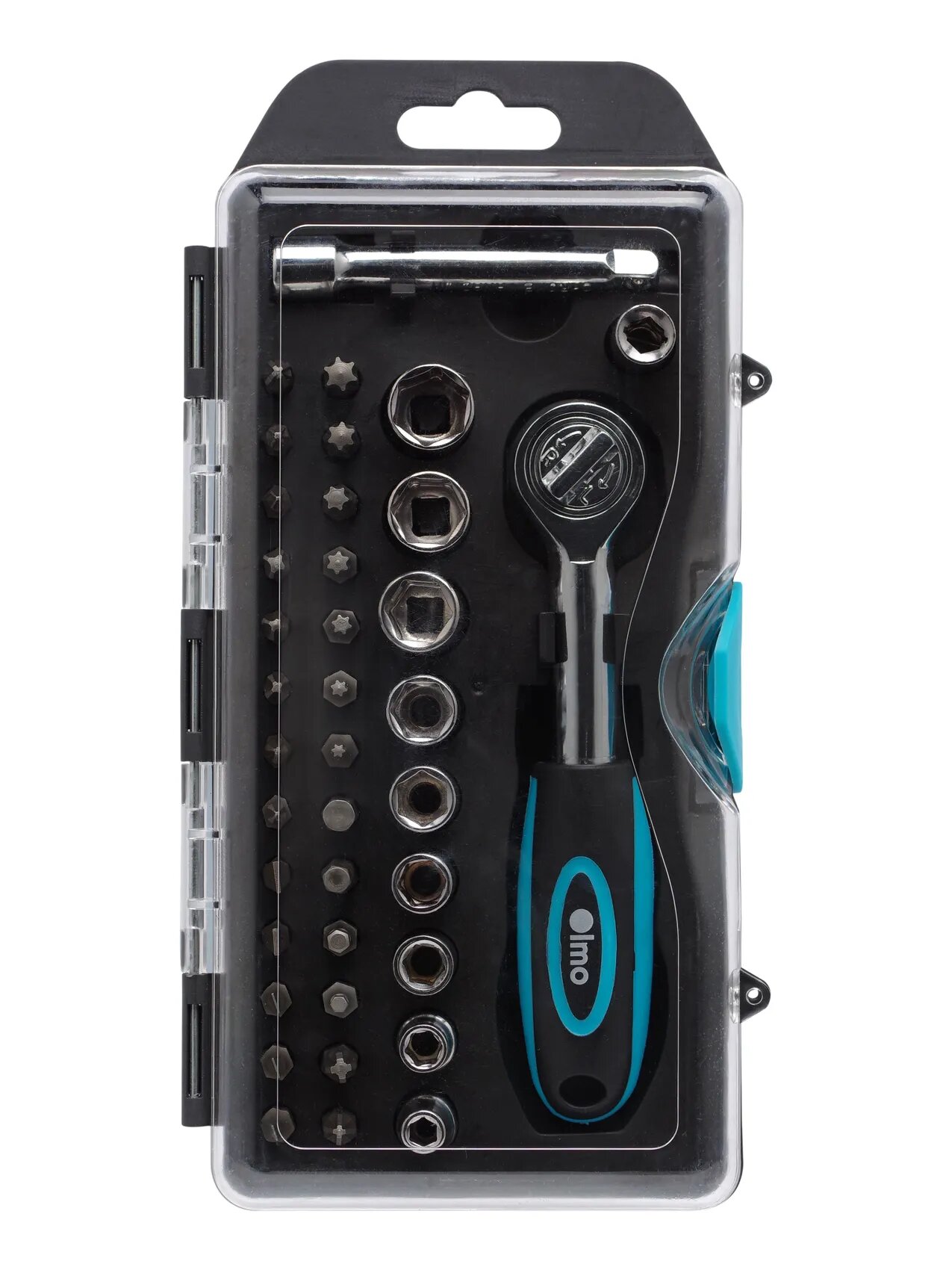 Набор бит и головок OLMO CRV, трещотка, адаптер, удлинитель, 38 элементов