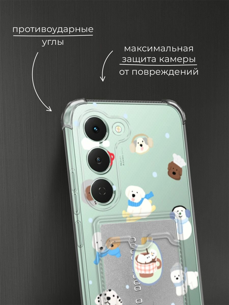 Чехол на Tecno Spark 40 Pro (Текно Спарк 40 Про) с картой и принтом Снежные песики — фото 1