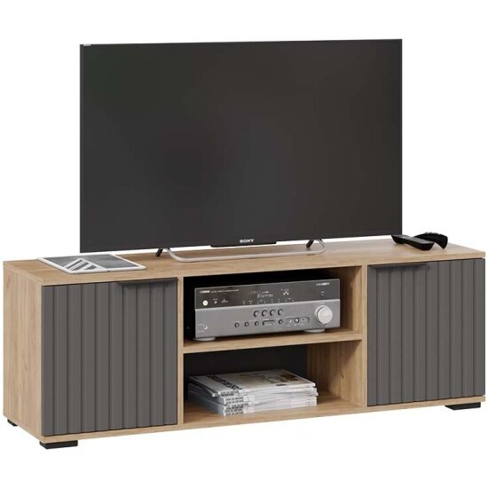 Тумба под ТВ Трия Хилтон Исп.2 Дуб крафт золотой//Графит матовый