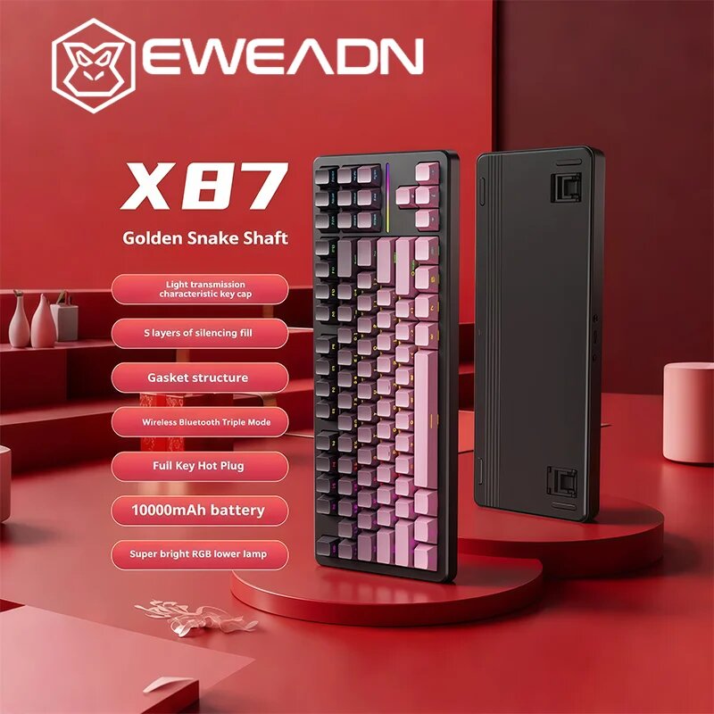 Механическая клавиатура Eweadn X87HE BLACKBERRY PINK, проводная, для игровых компьютеров