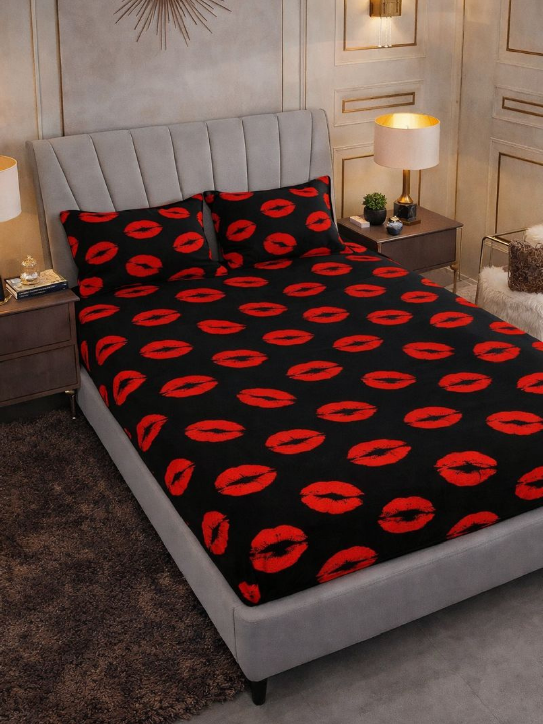 Простыня с наволочкой на резинке, 100 % хлопок, сатин, 200x160 см, серая, подарочная упаковка