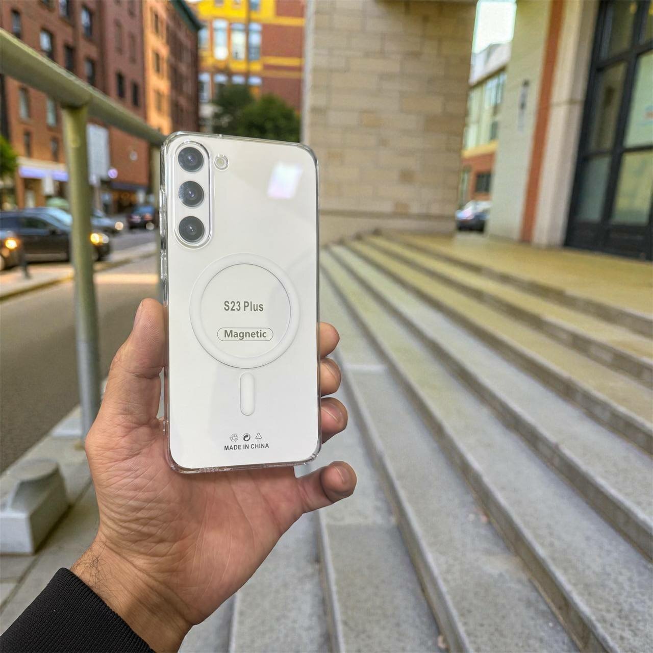 Чехол на Samsung S23 Plus MagSafe, прозрачный, бесцветный, пластик 100% не желтеет