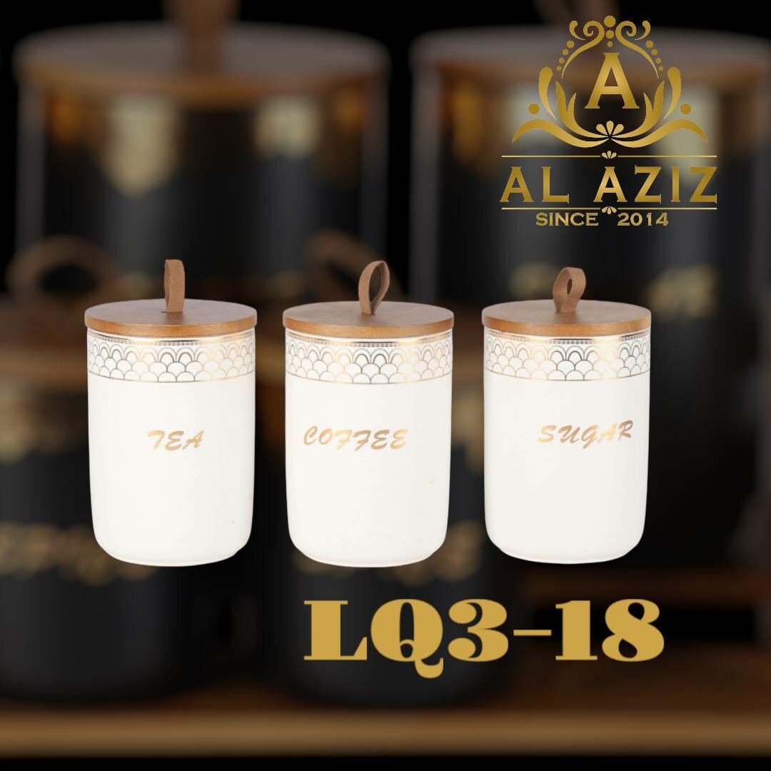 "Al Азиз lq3-18 : 3 банки для специй на деревянном основании, белые