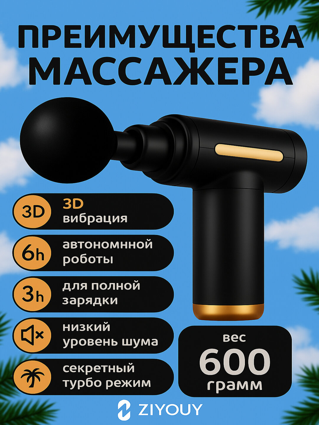 Перкуссионный массажер для тела, шеи и спины, массажный аппарат, массажный пистолет