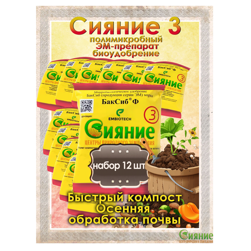 Удобрение Сияние 3, БакСиб Ф, ускоритель компоста, для теплых грядок 100 гр.
