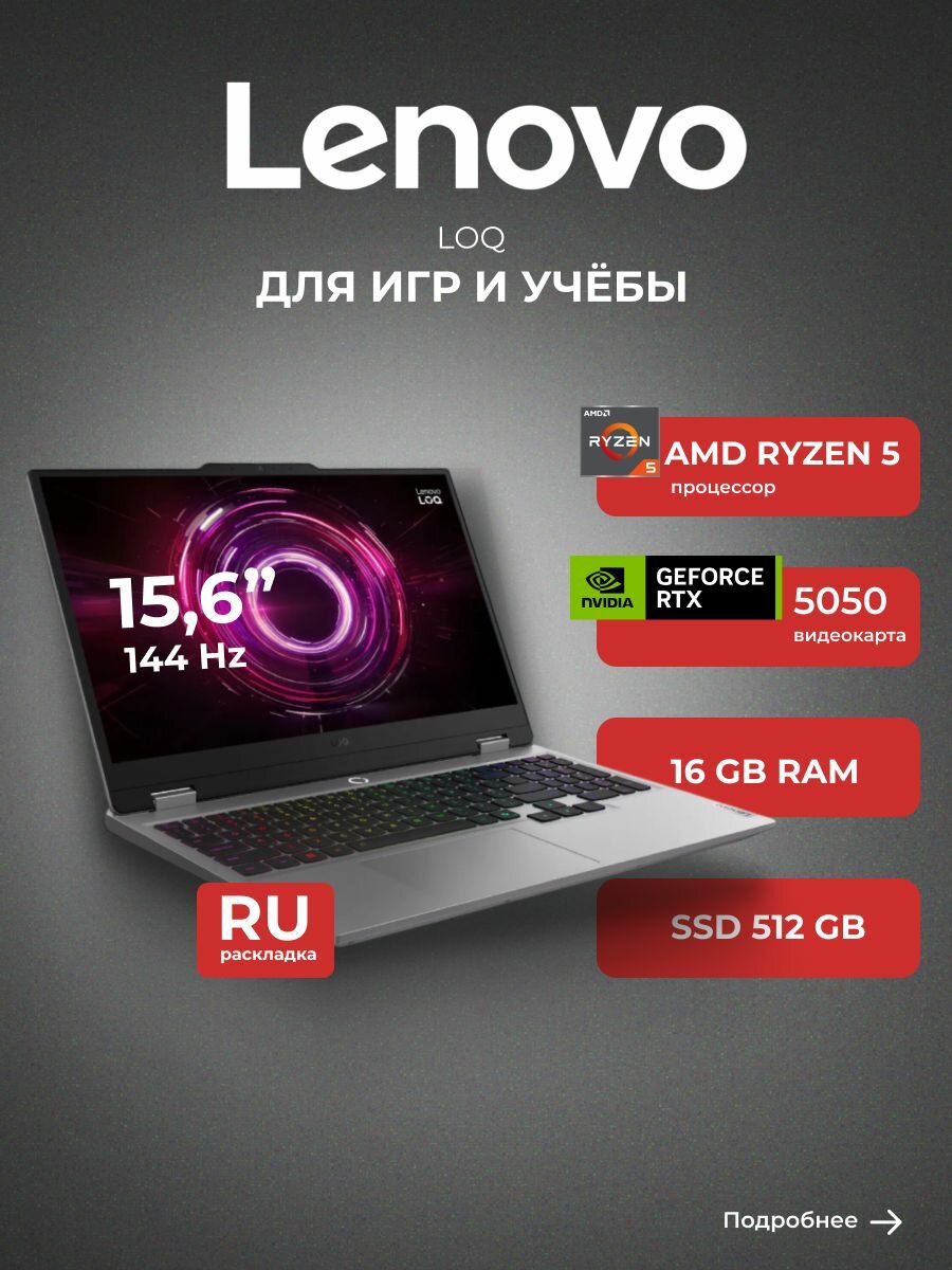 Ноутбук Lenovo LOQ 15AHP10 83JG000VRK I5165SG55N