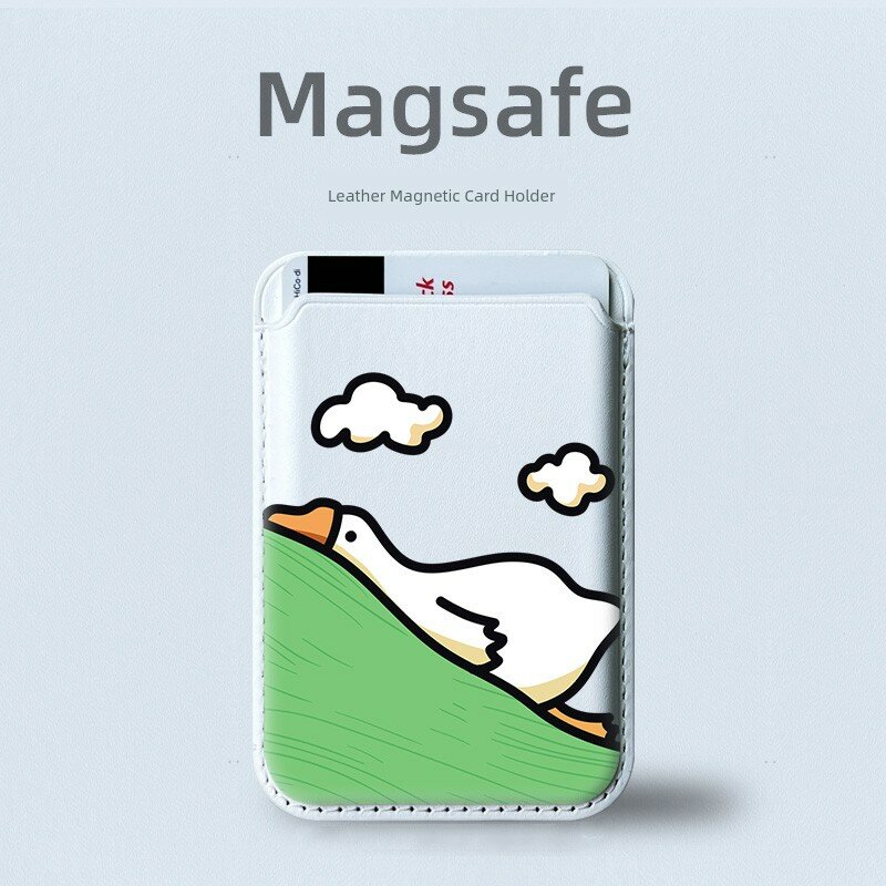 Магнитный держатель для карт с MagSafe совместимостью для iPhone 15 Pro Max - кожаный узкий дизайн с карманом для карт